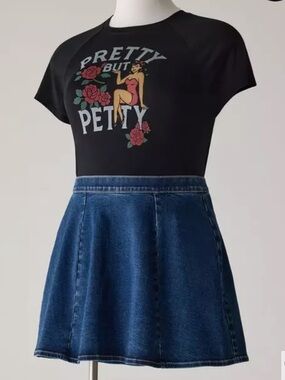 Torrid Retro Chic Dark Blue Denim Circle Mini Skirt